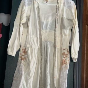 Cream and Tan mixed print cardigan